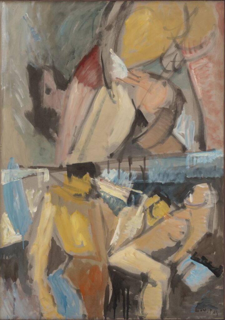 oil on hardboard, 105 x 75 cm An erotic nude oil painting by Greek painter Kostas Loustas