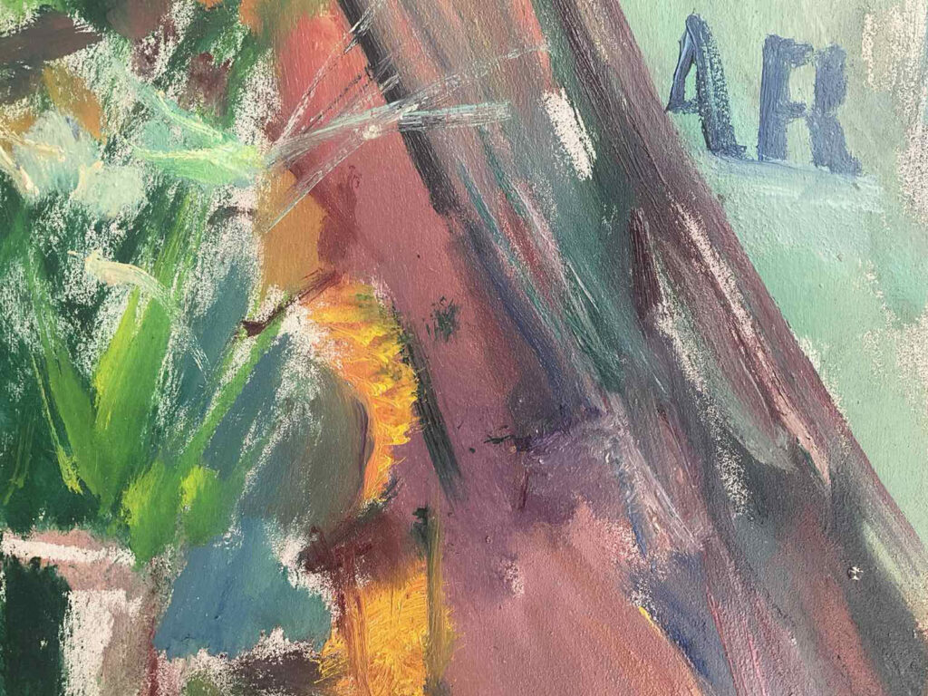 5. ELGAR ‘96, oil on panel, 43 x 57 cm A still-life oil painting depicting a violin, by Greek painter Kostas Loustas