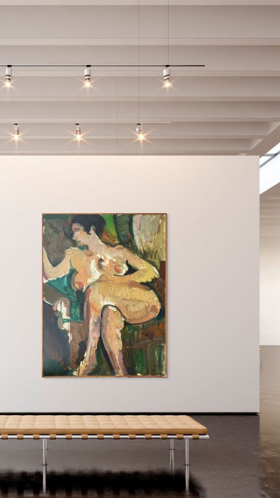 Anastasia Loustas, 1964, oil on canvas, 101 x 76 cm - mockup Nude portrait by Greek painter Kostas Loustas