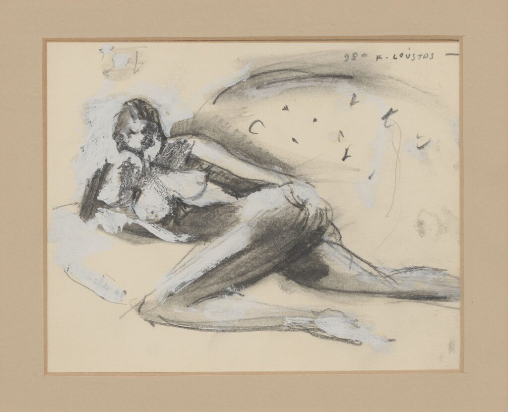Nude, 1998, pencil and gouache on paper, 11 x 14 cm - 1 A pencil drawing by Greek painter Kostas Loustas