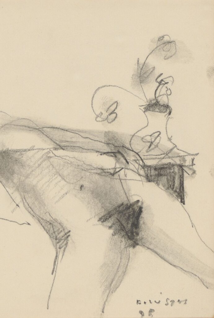 Nude, 1998, pencil on paper, 11 x 12 cm - 2 A pencil drawing by Greek painter Kostas Loustas