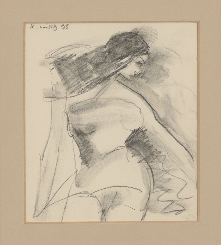 Nude, 1998, pencil on paper, 13 x 11 cm - 1 A pencil drawing by Greek painter Kostas Loustas