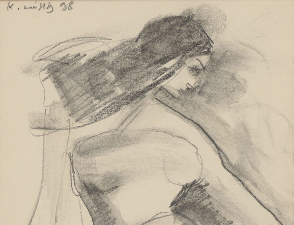 Nude, 1998, pencil on paper, 13 x 11 cm - 2 A pencil drawing by Greek painter Kostas Loustas