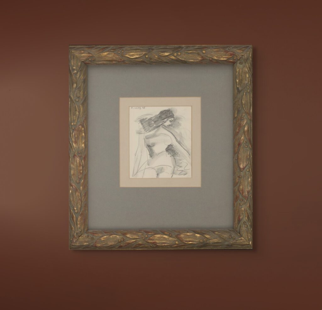 Nude, 1998, pencil on paper, 13 x 11 cm - 3 A pencil drawing by Greek painter Kostas Loustas