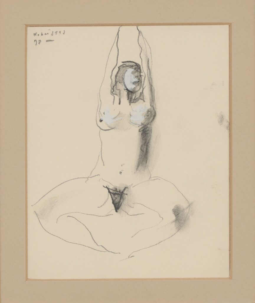 Nude, 1998, pencil on paper, 14 x 11 cm - 1 A pencil drawing by Greek painter Kostas Loustas
