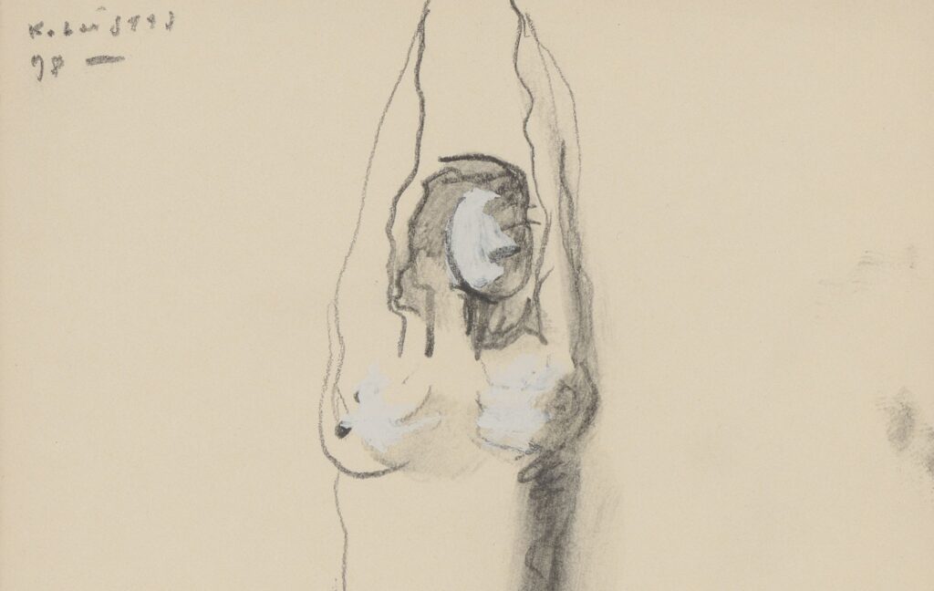 Nude, 1998, pencil on paper, 14 x 11 cm - 2 A pencil drawing by Greek painter Kostas Loustas