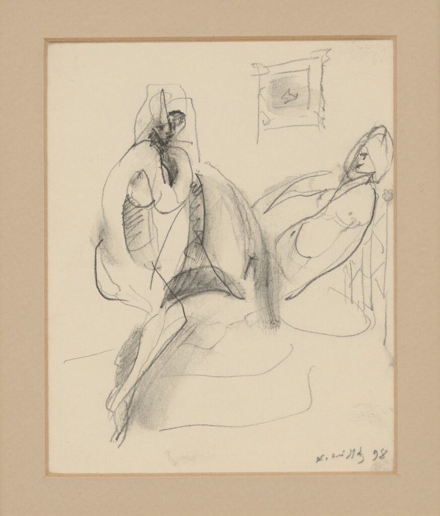 Nude, 1998, pencil on paper, 14 x 11 cm - 4 A pencil drawing by Greek painter Kostas Loustas