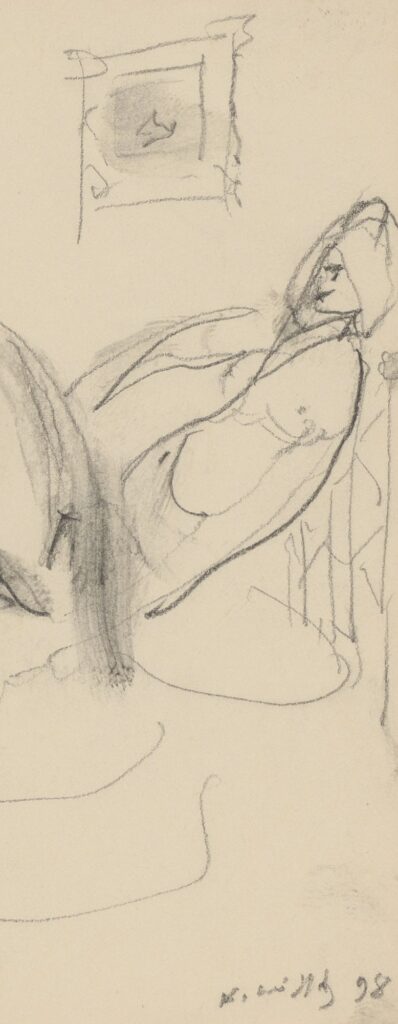 Nude, 1998, pencil on paper, 14 x 11 cm - 5 A pencil drawing by Greek painter Kostas Loustas